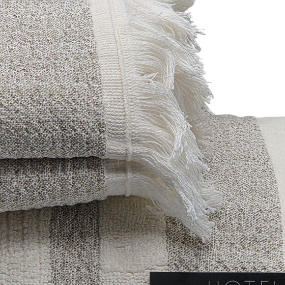 Hotel Balfour 4pc Cream And Taupe Turkish Cotton Towel Set 2‎ Bath 2 Hand - Picture 13 of 15